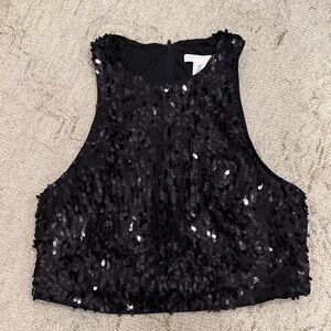 H&M Black Sequin Crop Top